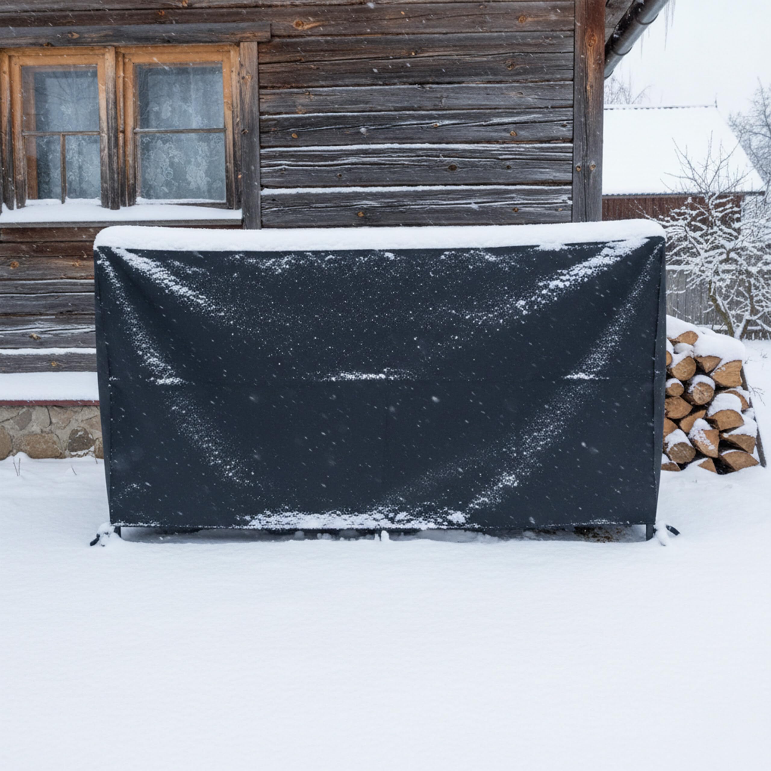 Relaxdays Kaminholzregal mit Abdeckung, für Holz ab 25 cm, Brennholzregal aus Eisen, HBT: 110 x 200 x 29 cm, schwarz