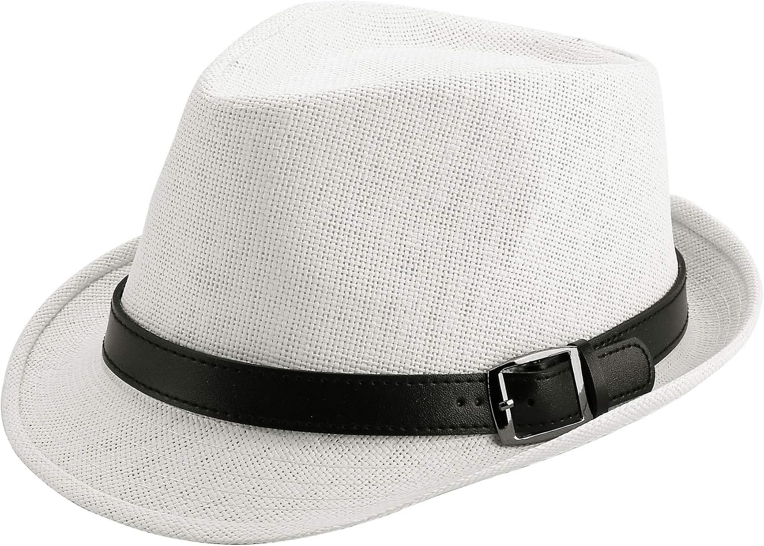 FALETO Straw Fedora Hat Classic Panama Trilby Hats Short Brim Sun Hat for Men Women