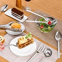 Vista 6 de KINGSTONE Juego de utensilios de servir para anfitriona grande, 18/10 de acero inoxidable resistente cucharas de servir de 10 pulgadas, cucharas