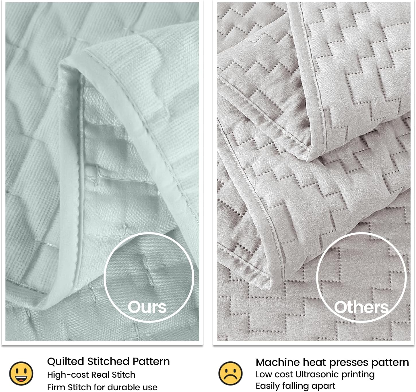 Velvet Quilt Queen Size, Luxurious Quilted Bedspread Bedding Set, Ultra Soft Cozy Coverlet with Brushed Back, Lightweight Reversible Comforter for All Season, Pale Blue