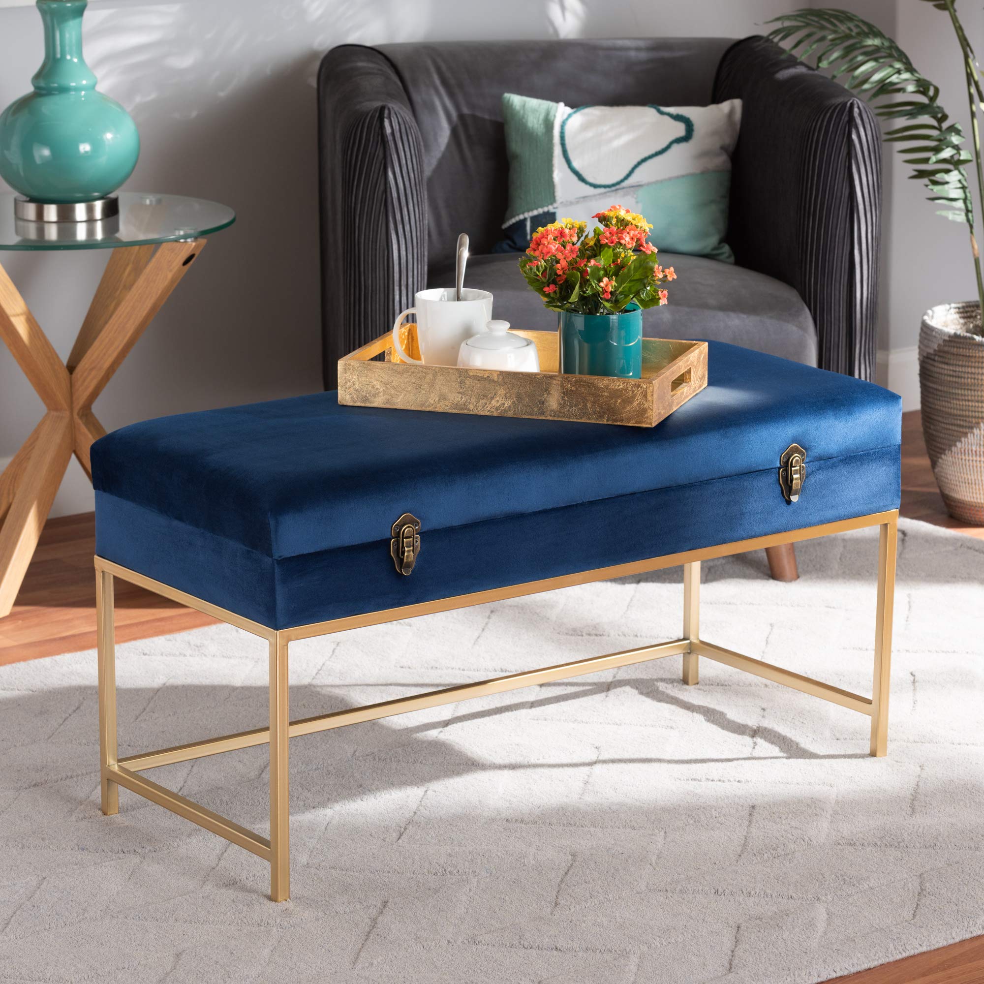 Amazon.com: Baxton Studio Aliana Glam and Luxe Navy Blue Velvet