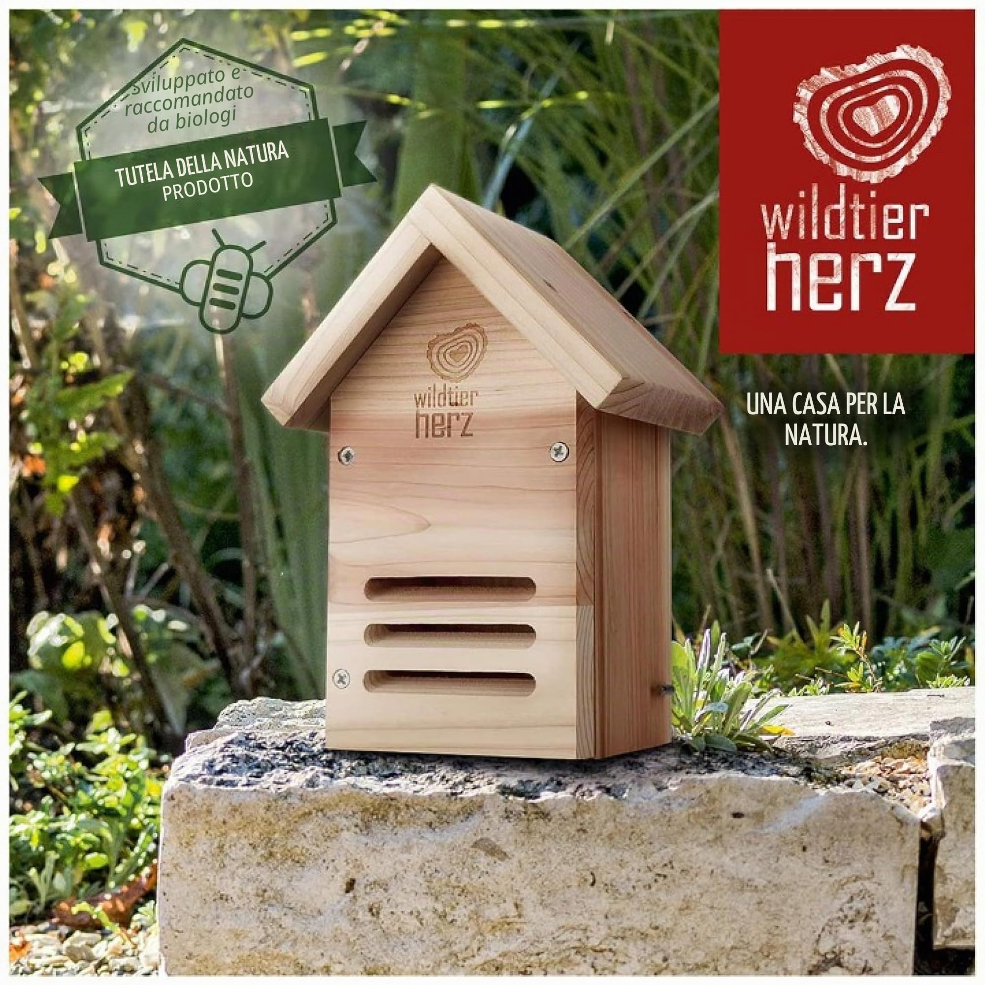 Wildtier Herz | Casetta per Coccinelle - Hotel per Insetti e Nido per Coccinelle - Con Prese d'Aria e Resistente alle Intemperie - In Legno Massello - Dimensioni:23x17x12 cm