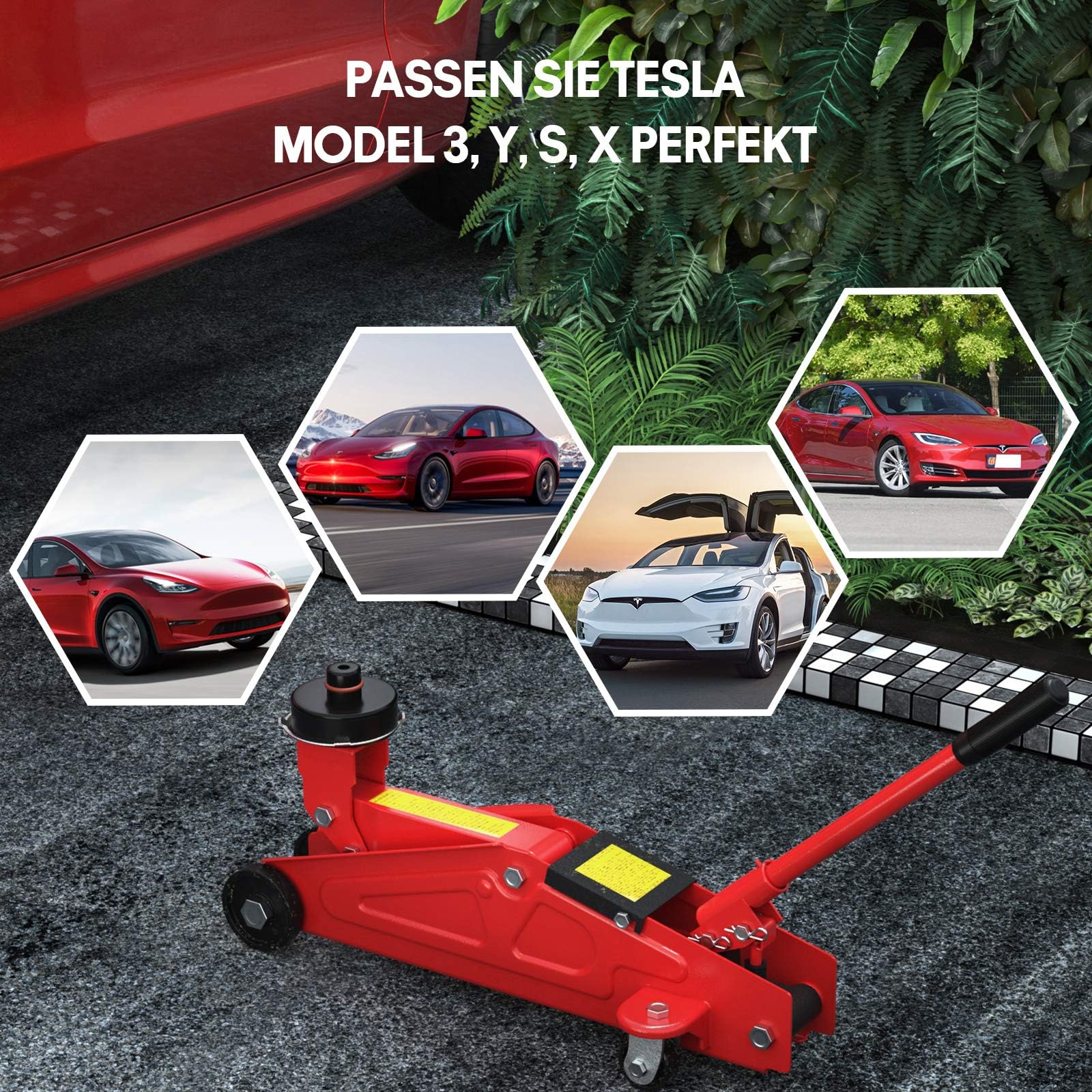 Set 4 Adattatori Gomma Per Cric Tesla Model 3/Y/S/X - Protezione Batteria E Telaio, Antiscivolo, Carico 3000 Kg - 3