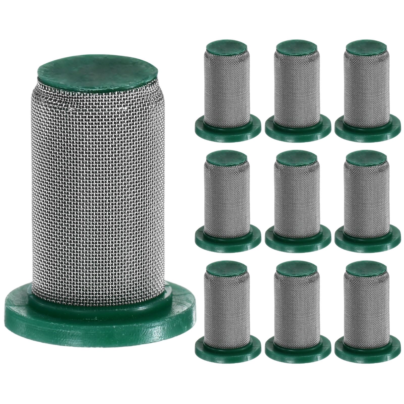 M METERXITY 10-Pack Sprayer Nozzles Strainer, 8079-PP-100 Plastic Sprayer Tip Strainer with Stainless Steel 100 Mesh Screen for Teejet Spray Nozzle [Green]