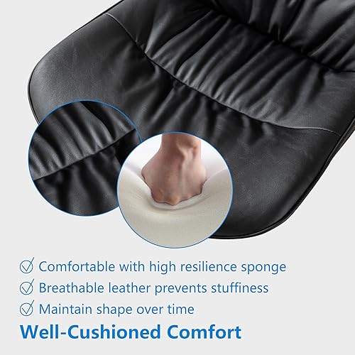 Miniatura 4 de Rowill Silla de oficina ergonómica sin brazos, silla de escritorio de piel sintética con altura ajustable, ruedas giratorias silenciosas, fácil