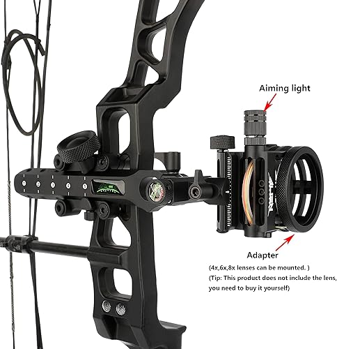 Miniatura 2 de Vistas de arco compuestas 5 Pin 0.019 '' Fibra óptica Vista de tiro con arco mecanizado de aluminio para arco compuesto para mano izquierda y derecha