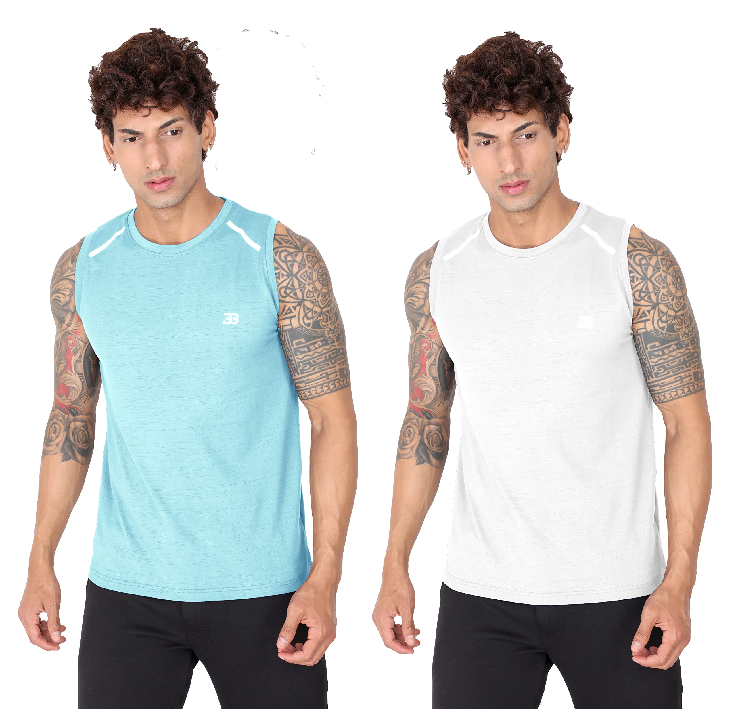 Mens Dry Fit Stretchable Cut Sleeves Sports Tshirt Tank Top-image-11