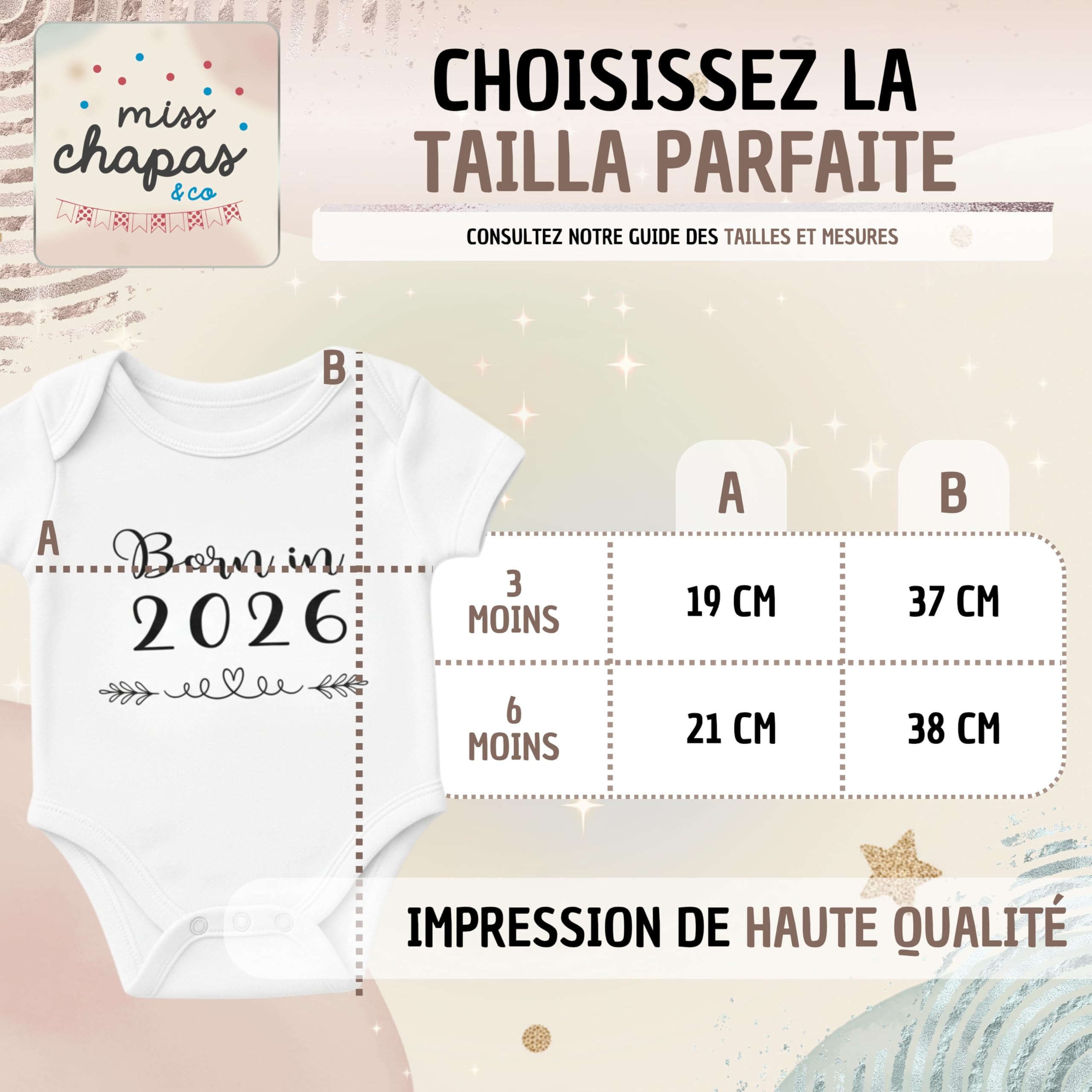 Ensemble Bébé Born in 2026" Body + Bonnet – Cadeau de Naissance Original, Baby Shower, Noël | Nouveau-né | Présenté dans une Boîte Kraft Prêt à Offrir