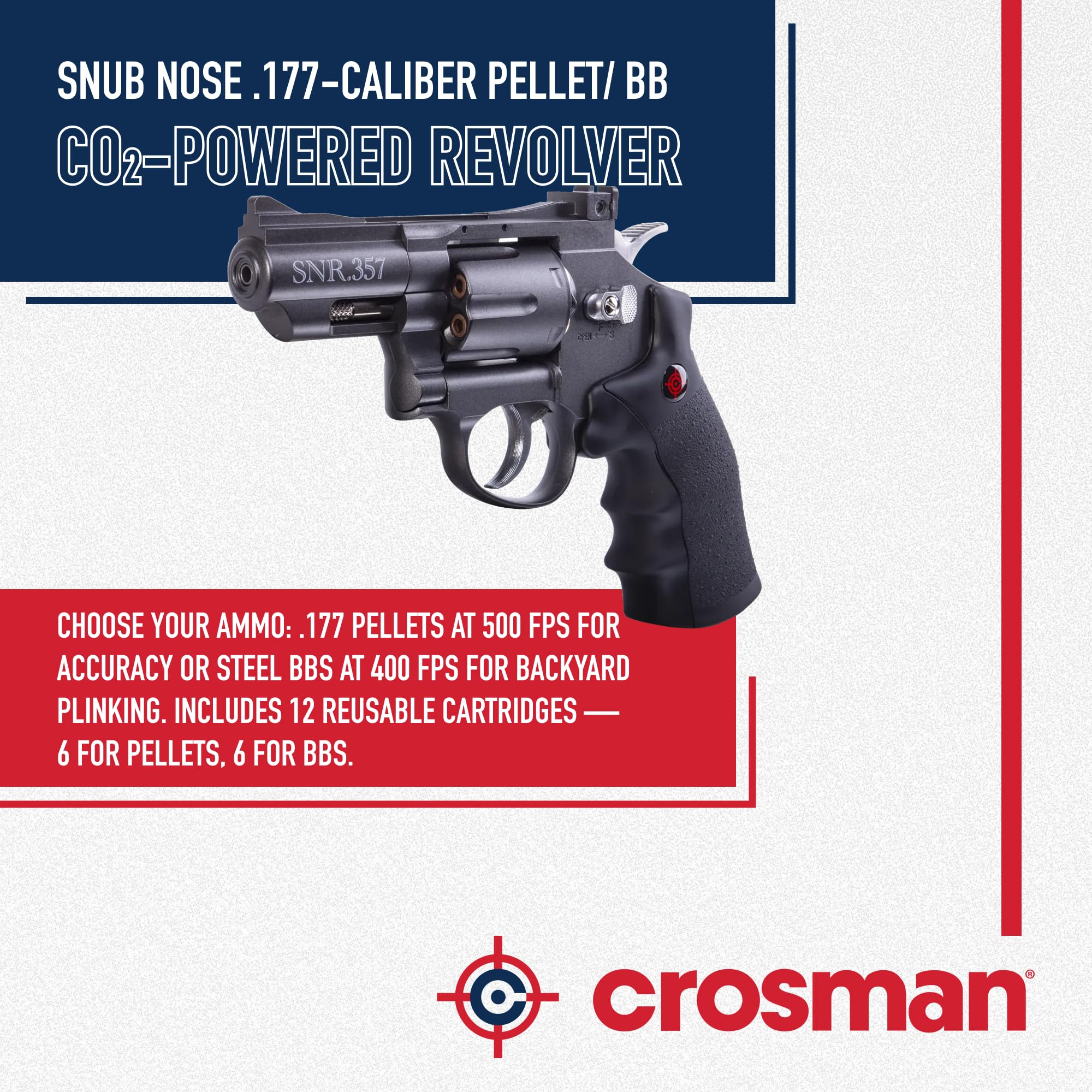 Amazon.com : Crosman SNR357 Snub Nose CO2 Revolver for Pellets and