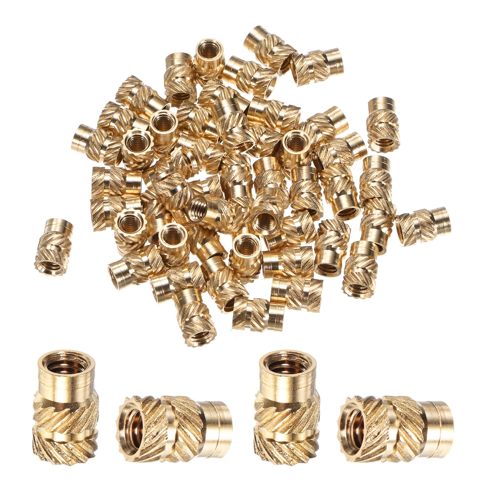 M METERXITY 50-Pack Threaded Inserts, M4 x 9mm L x 6mm OD Brass Heat Set Insert Nuts