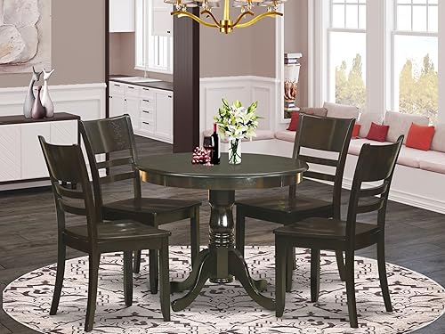 Miniatura 14 de East West Furniture ANLY3-CAP-LC - Juego de mesa de comedor de 3 piezas para espacios pequeños que contiene una mesa de cocina redonda con pedestal