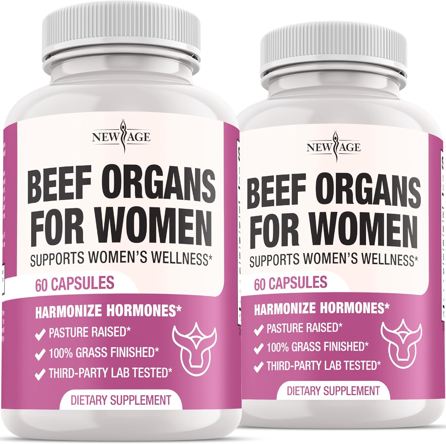 NEW AGE Beef Organ Supplement for Women - Beef Liver, Kidney, Heart and Uterus Tissue, Supports Women's Overall Energy and Health - Pasture Raised, Grass Fed - No Fillers - 120 Capsules