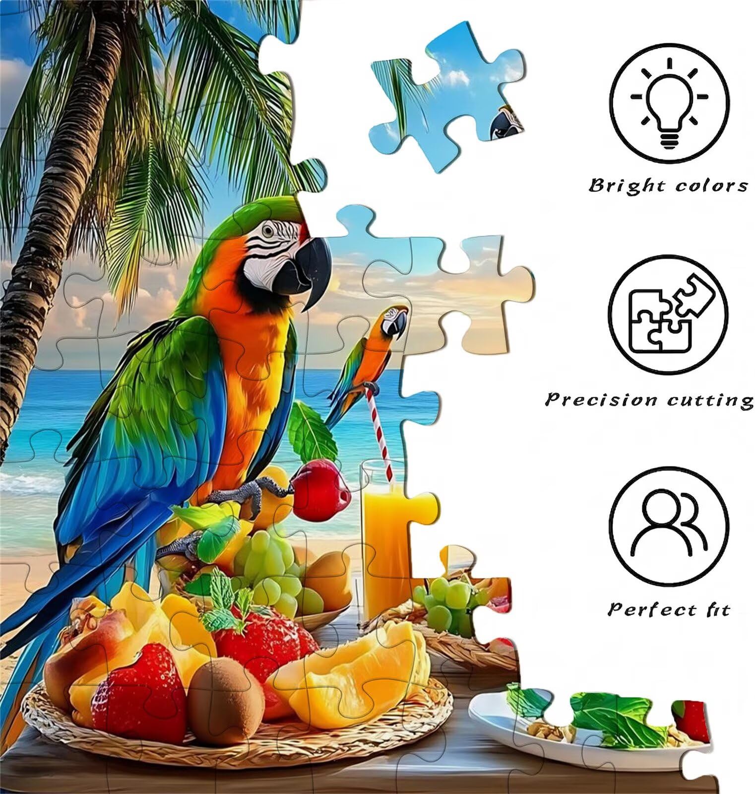 Puzzle 5000 elementów, niemożliwe puzzle dorośli 156,5 x 105,5 cm, druk w wysokiej rozdzielczości, gry edukacyjne, drewniane puzzle antystresowe dla całej rodziny, dekoracje ścienne, plaża papuga w0