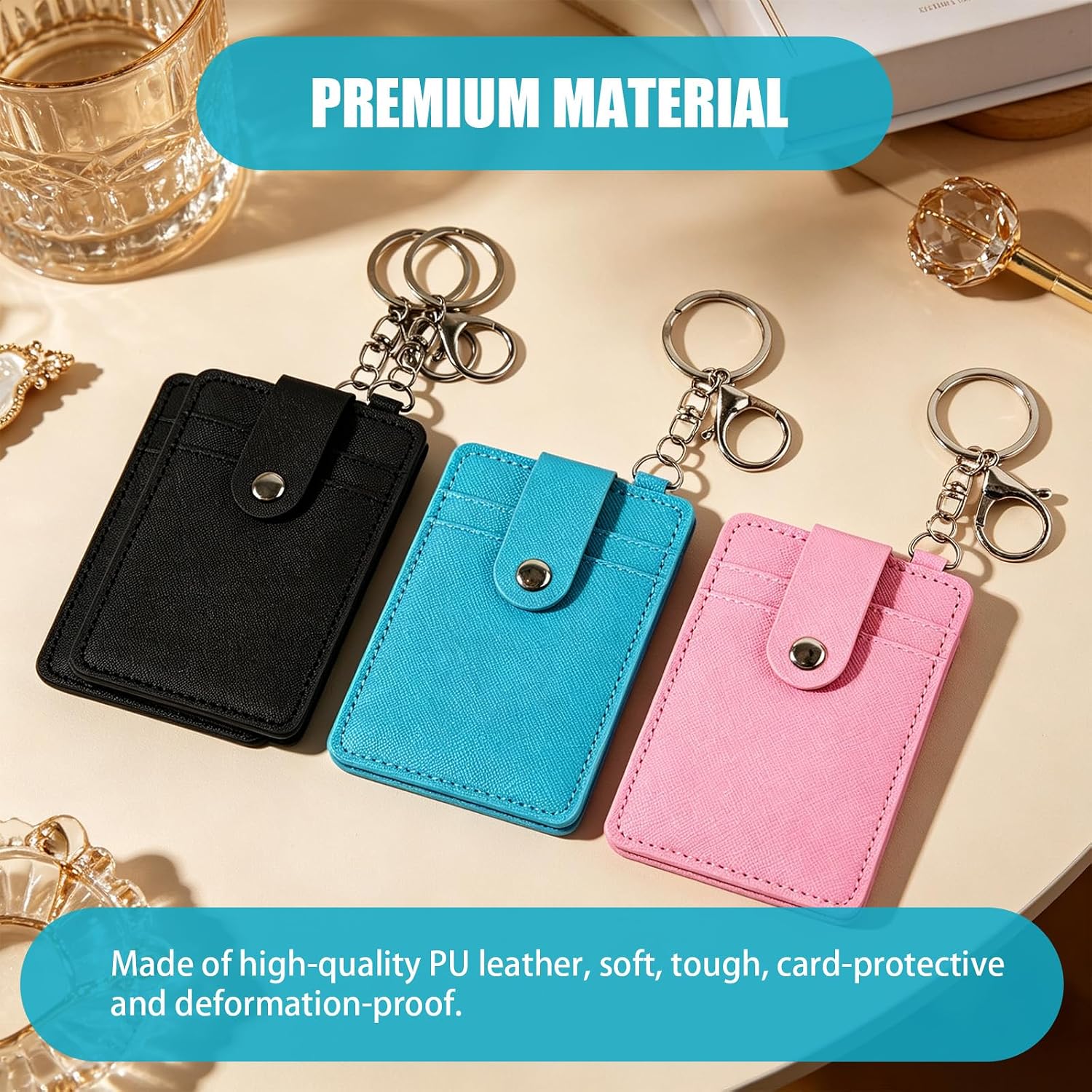 4 PCS Slim Credit Card Holder PU Leather Card Holder with Clip