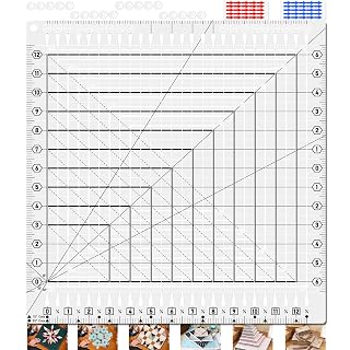 Quilting Ruler- 14.5in x 16in, Large Slotted Quilting Ruler, Non-Slip Design, High-Quality Acrylic Cutting Template, Perform Precise Measurement and Effortless Cutting of Fabric Strip (Black & White) - Amazon product rated Grade A