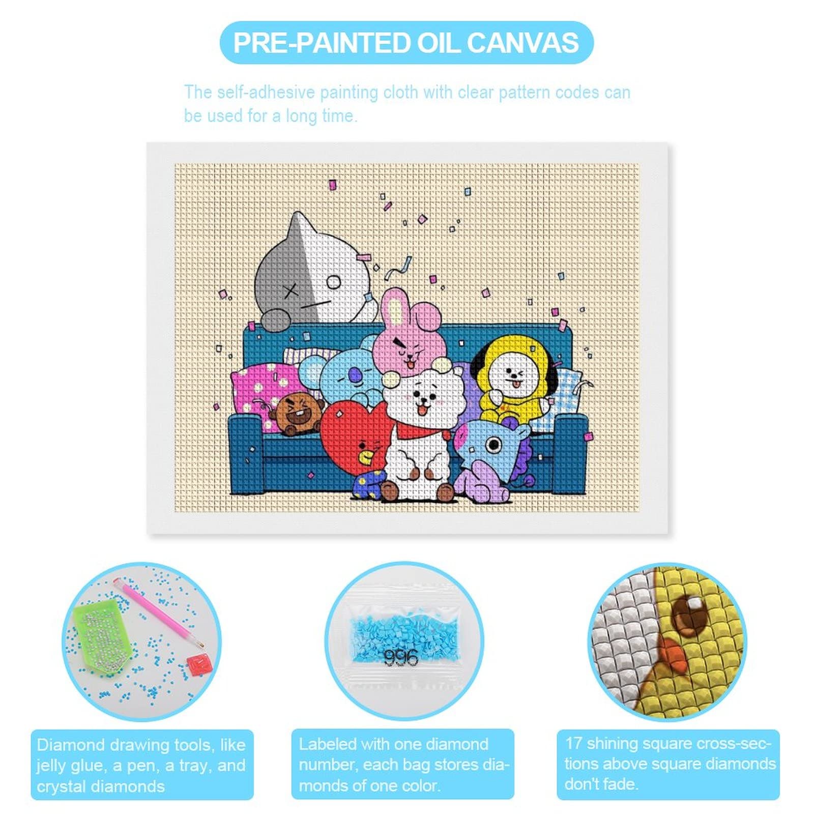 Amazon | ダイヤモンドアート絵画 BT-21 刺繍塗装キット ダイヤモンド