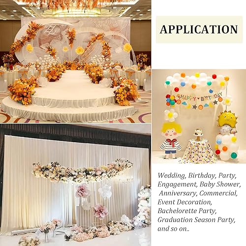 Miniatura 9 de WUPYI Kit profesional de tubo de soporte para telón de fondo, 10 x 20 pies, sistema de soporte de fondo de altura ajustable, marco de cortina