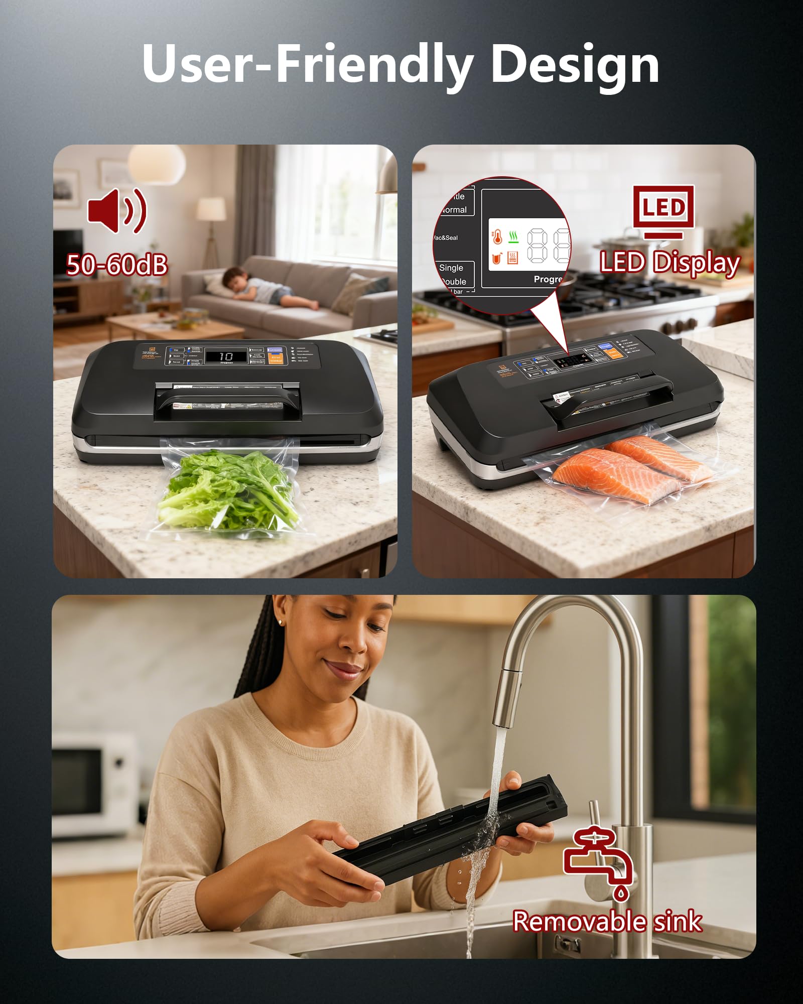 Machine à emballer sous vide pour aliments 95 kPa