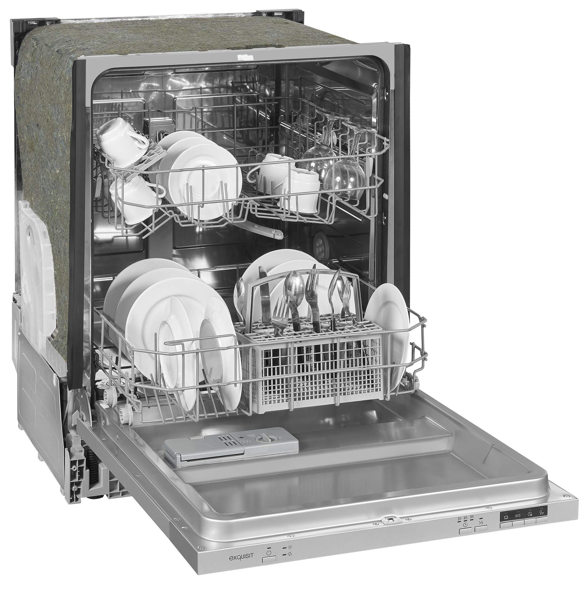 Lavavajillas Integrable 60 cm Exquisit EGSP6312-E-030E | 12 Servicios | 47 dB | Clase Energética E | Inicio Diferido 3/6/9 h | Media Carga | Interior Acero Inoxidable