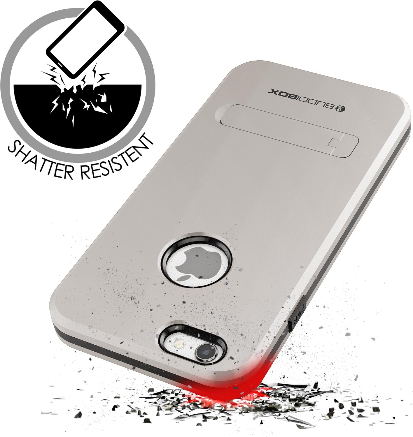 iPhone 6s Case, BUDDIBOX [Shield] Slim Dual Layer Protective Case with Kickstand for Apple iPhone 6 and 6s, (Silver)