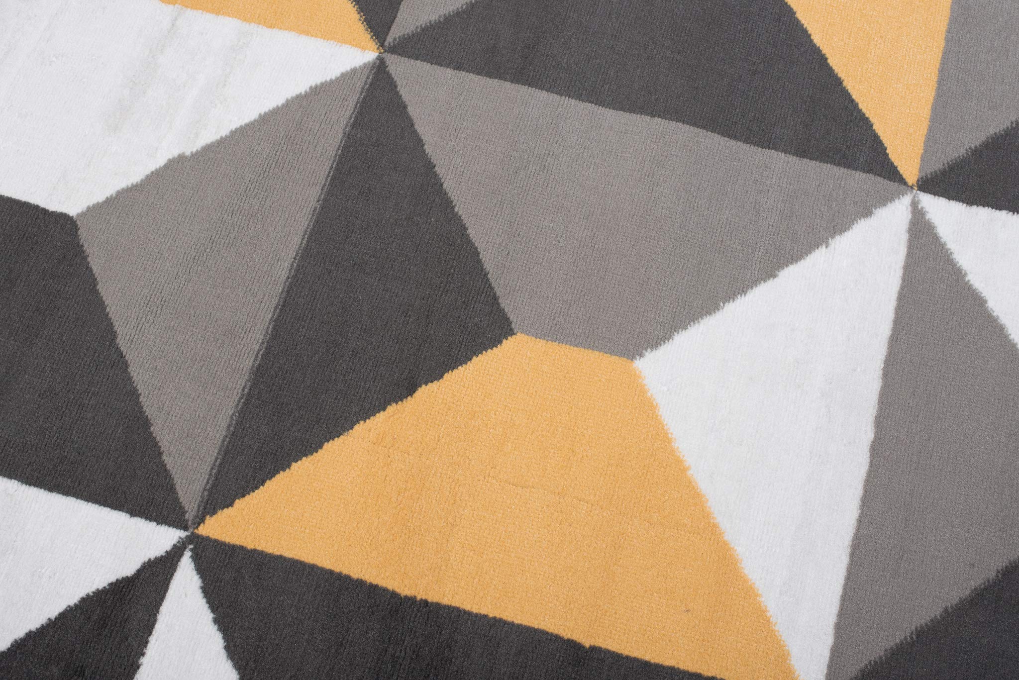TAPISO Maya kolekcja dywan z krótkim włosiem, szary, biały, żółty, nowoczesny, geometryczny, czworokąty, figurki, design, do salonu, sypialni, biura, Ökotex 220 x 300 cm