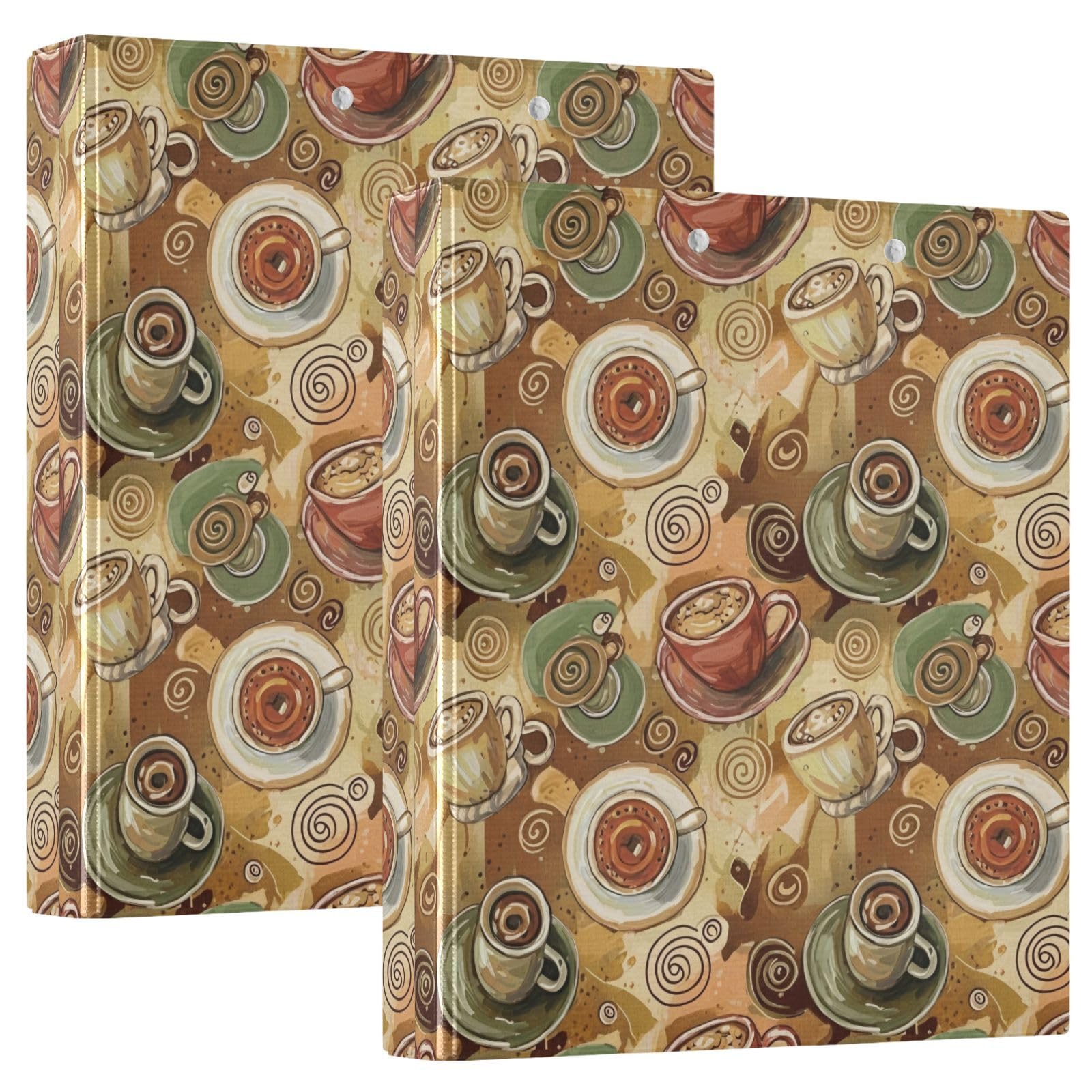Carpeta vintage de 3 anillos marrón café, carpeta de anillos en D, paquete de 2 | Con portapapeles y bolsillos, para escuela, universidad, oficina