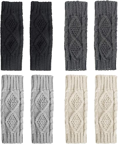 Miniatura 2 de Loritta 2-4 Pairs Womens Fingerless Gloves Winter Warm Knit Crochet Thumbhole Arm Warmers