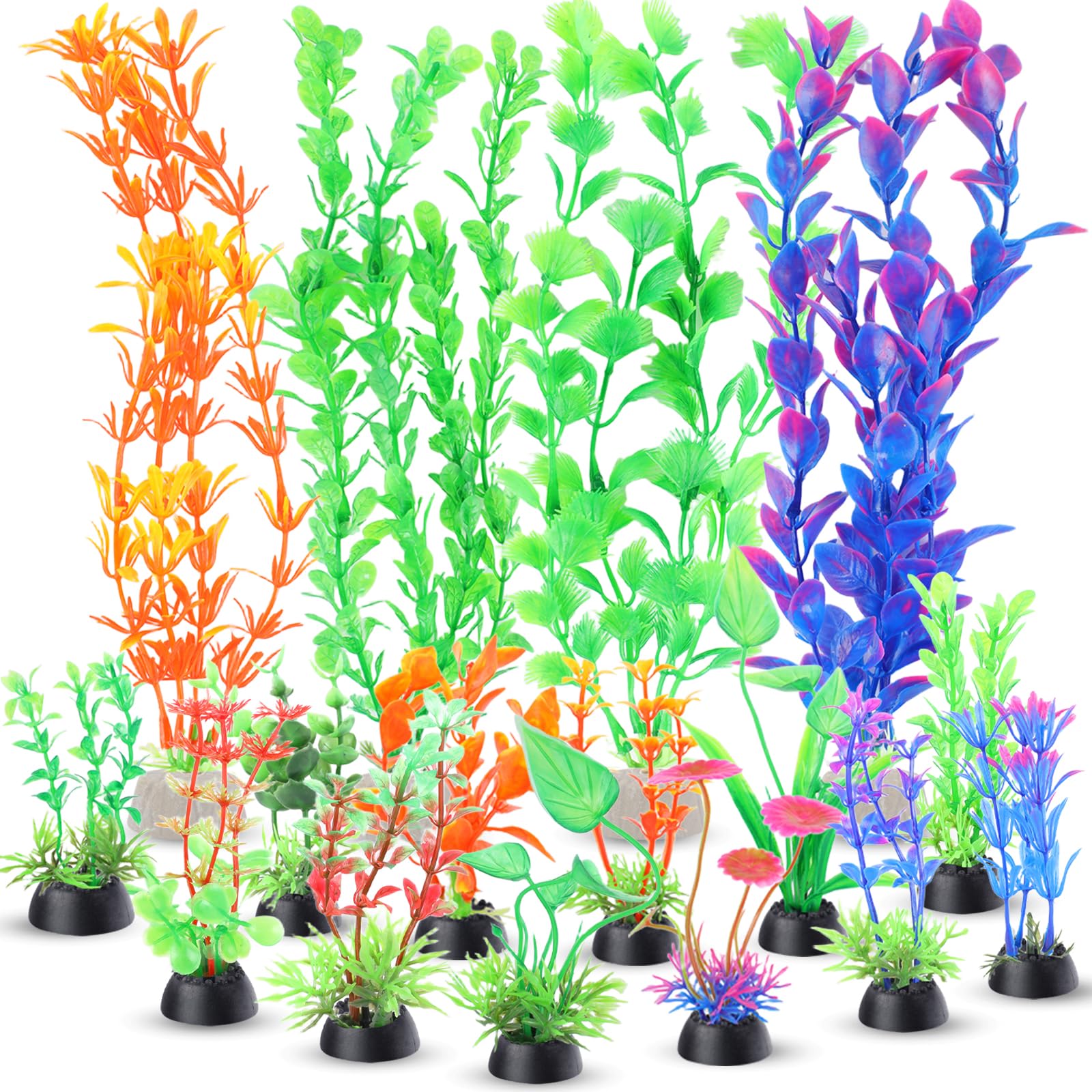 Ninsula 16P Colorful Artificial Aquarium Plants for Fish Tanks