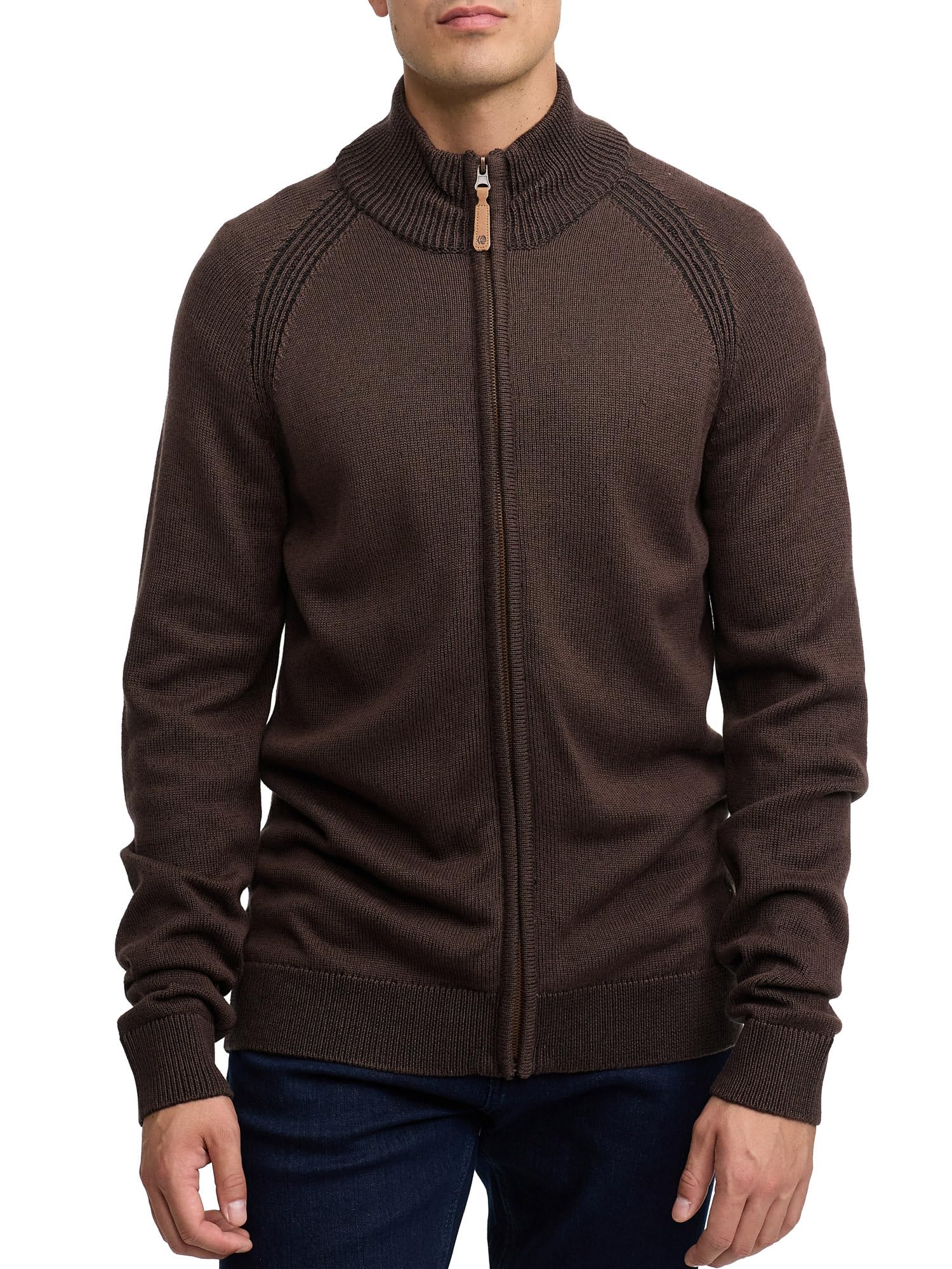 Indicode Herren INMassum Cardigan Strickjacke mit Stehkragen und Reißverschluss | Übergangsjacke aus Baumwollmix für Männer