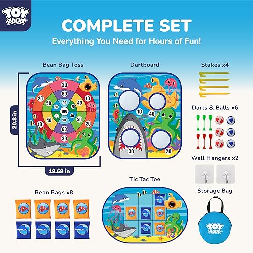 Miniatura 2 de TOY Life Juguetes al aire libre para niños de 4 a 8 años, lanzamiento de bolsas de frijoles, juegos de patio exterior para niños, Cornhole, juegos