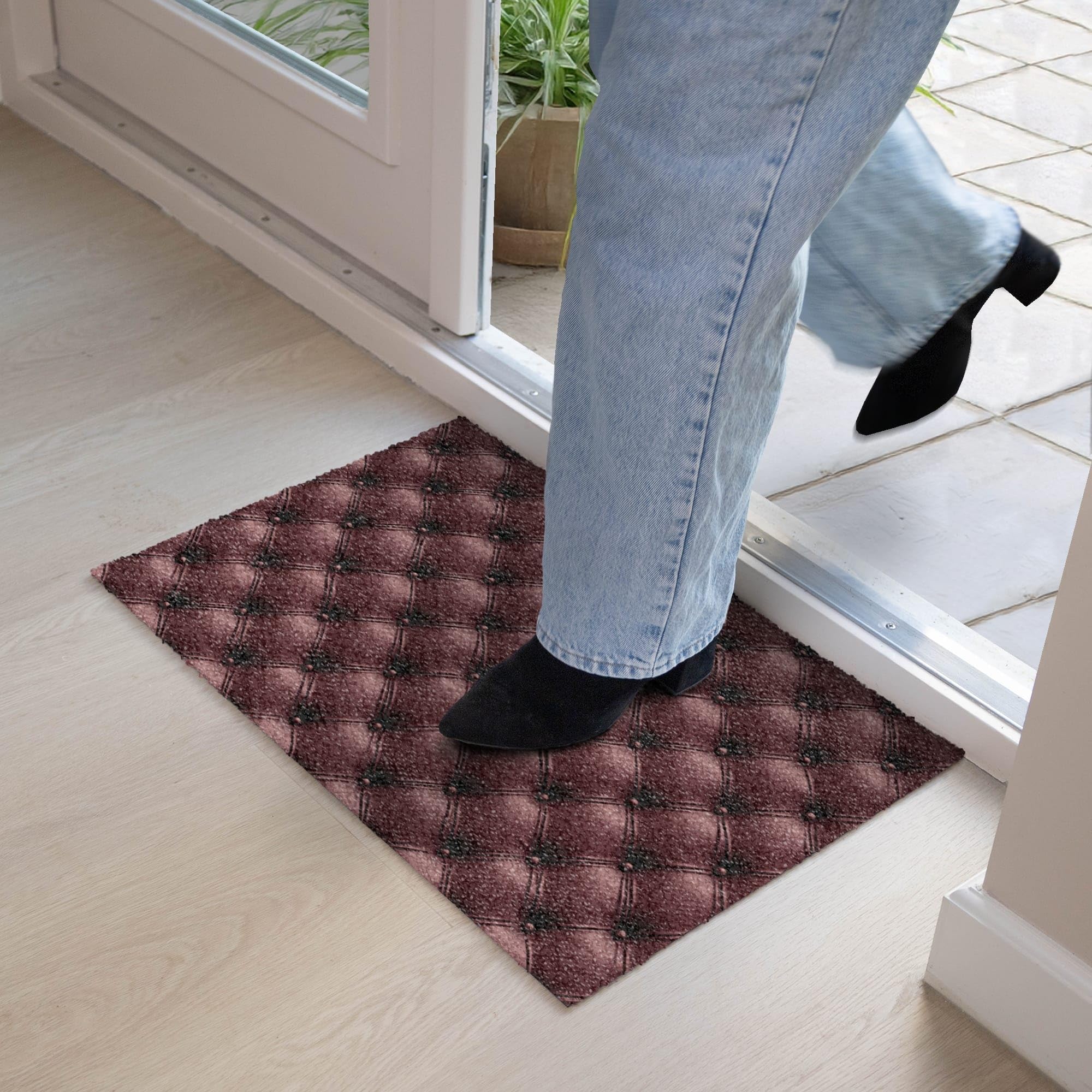 MuchoWow© Felpudo 40x60 cm Entrada Casa Tapete Goma Original Alfombrilla Interior Exterior Lluvia Gracioso Graciosos Divertidos Divertido Piel - Estampado - Burdeos