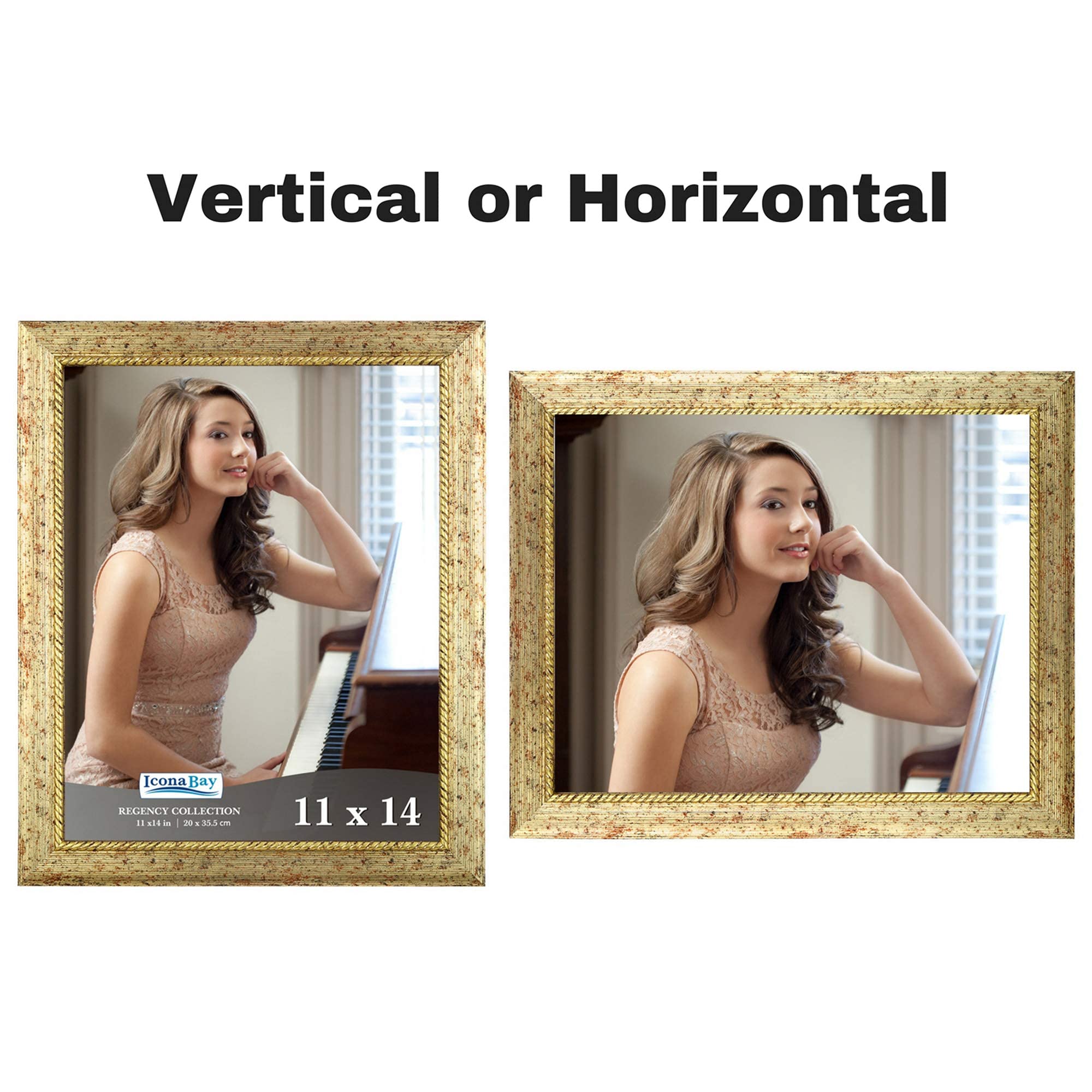 Icona Bay 11x14 Gold Picture Frame, Baroque Style Photo Frame 11 x 14, Wall Mount or Table Top, Regency Collection