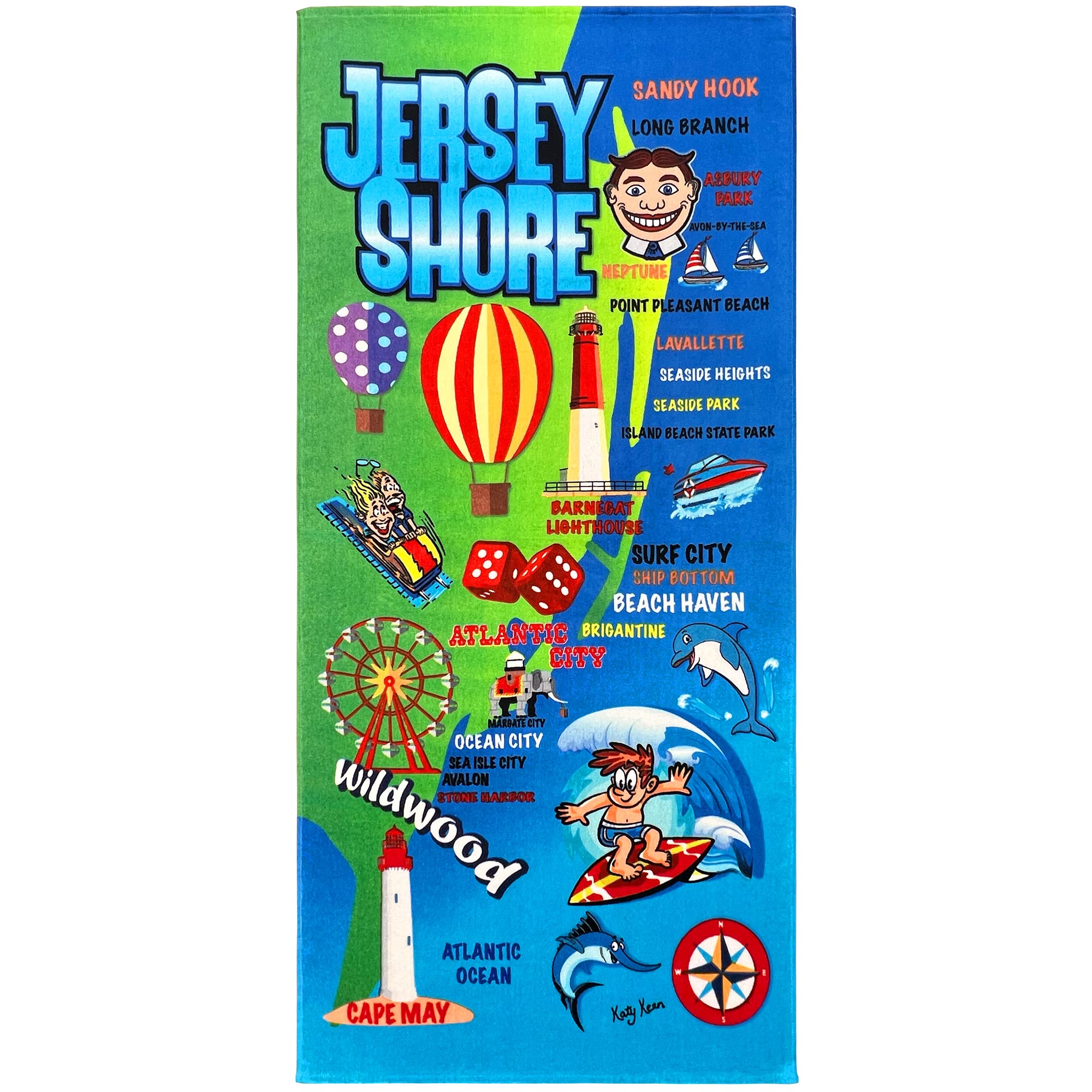 Beachland Jersey Shore Beach Towel 30 x 60 inch 100% Cotton