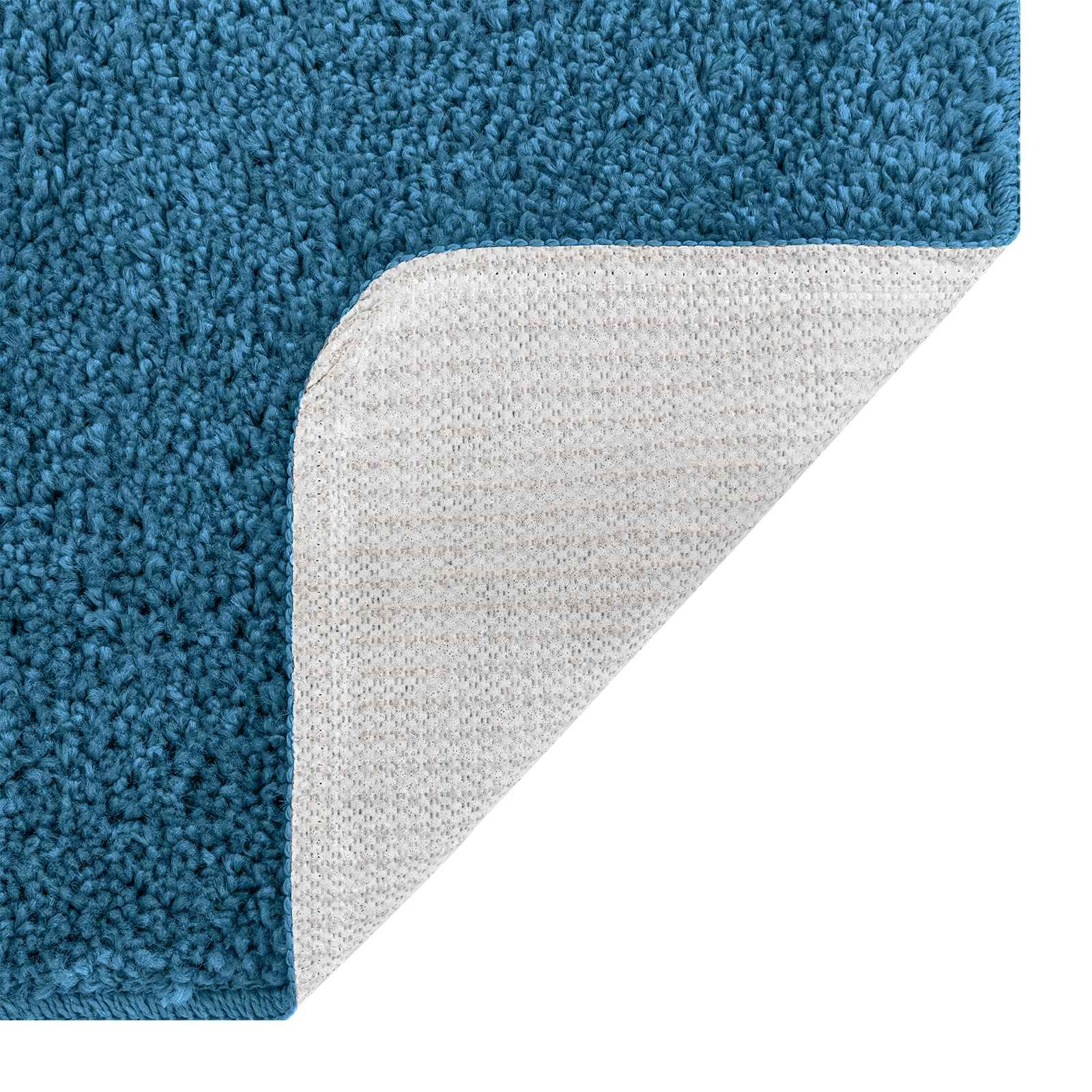 Ensemble de Tapis de Bain antidérapants 3 pcs Bleu en polypropylène, Dimensions 50x80 cm, Base en Latex antidérapante, absorbants et Moelleux pour Salle de Bain, Toilette, Douche et Spa