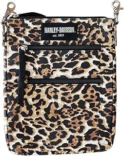 Harley-Davidson Women's Leopard Print Cotton Canvas Crossbody/Clip Bag Purse