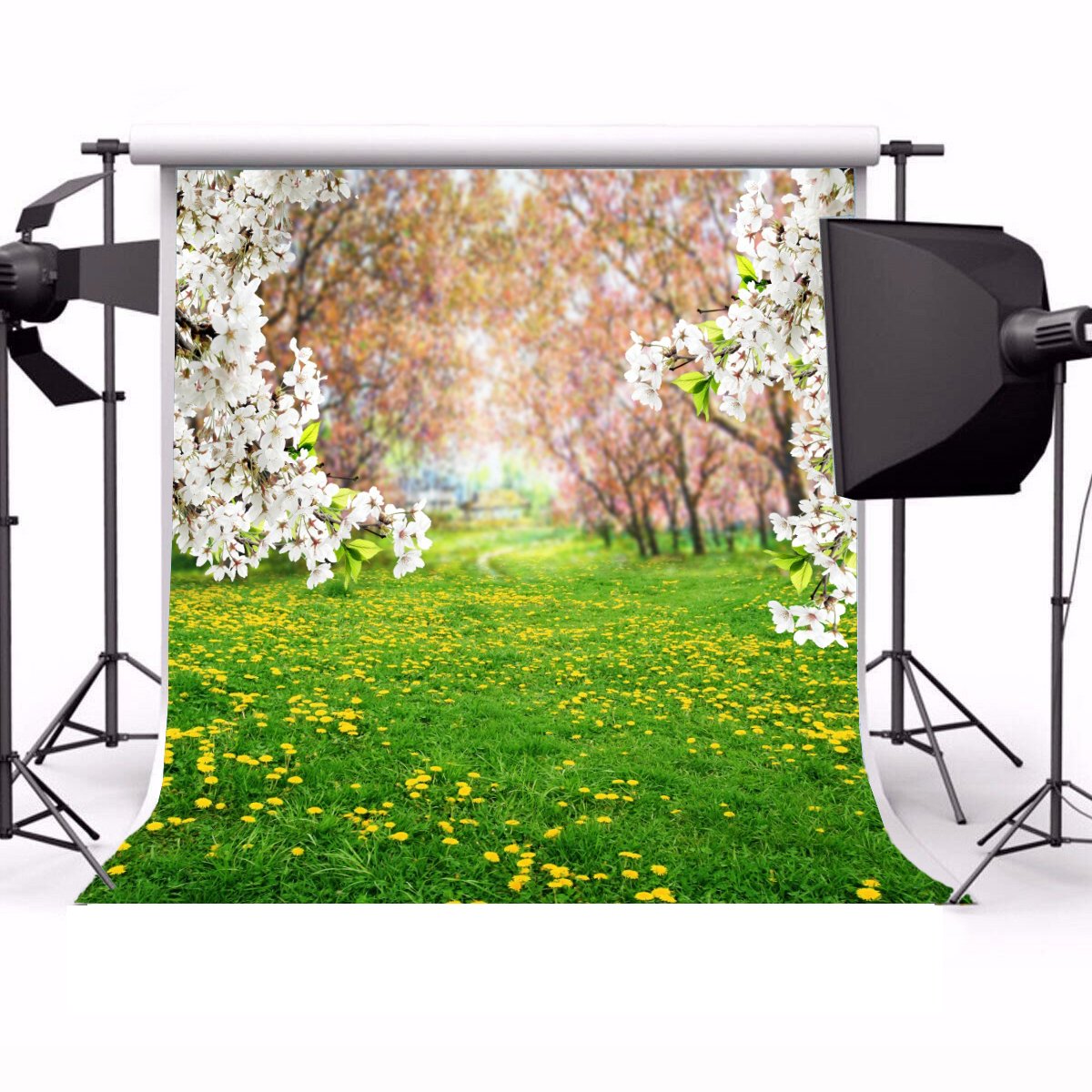 Yeele 20 x 200 cm wiosna malownicze tło do fotografii ogród kwiaty tło kwiaty kwiaty żółte kwiaty park drzewa naturalny krajobraz dziecko dziecko zdjęcie budka winylowa rekwizyty do studia