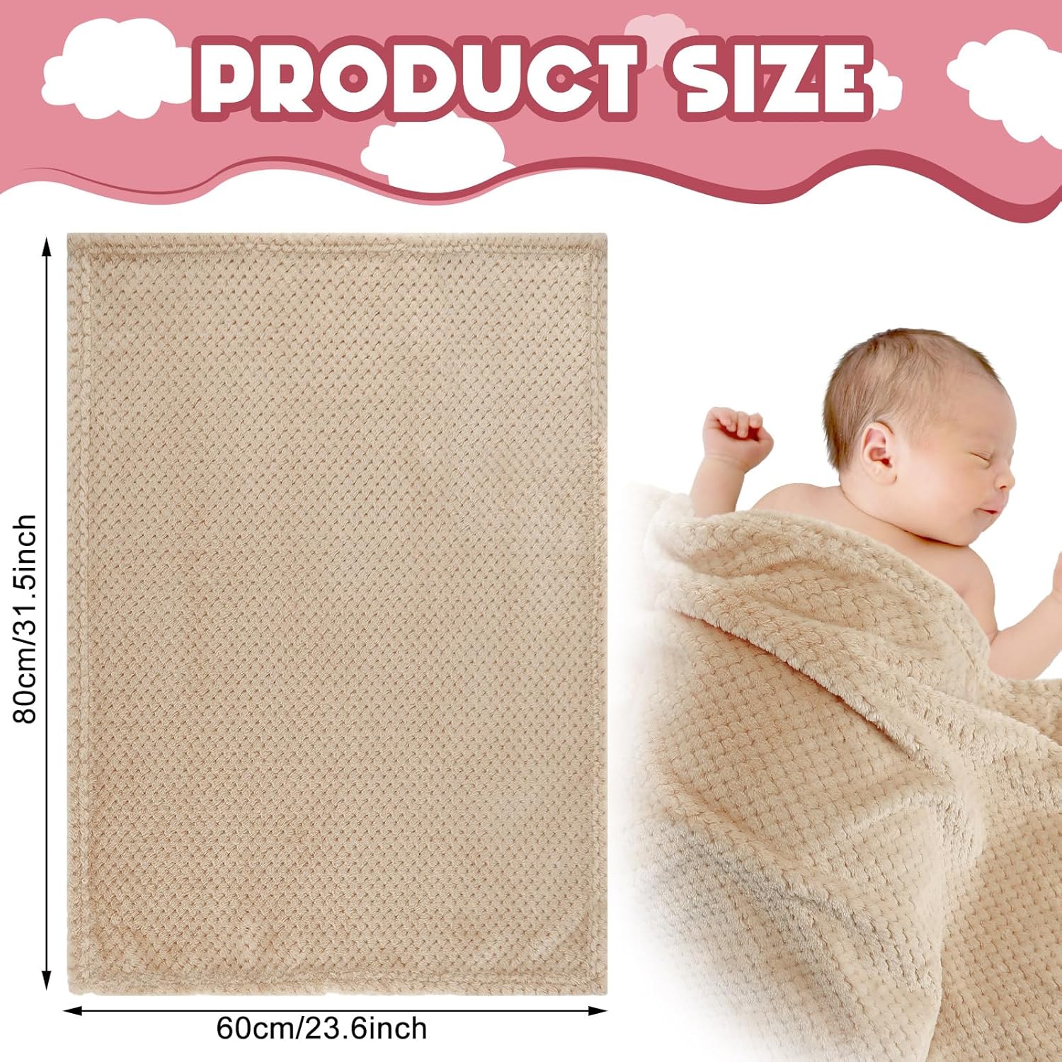 Frienda 4 Pcs Baby Fuzzy Blanket Fluffy Baby Blanket for Boys Girls Soft Warm Infant Newborn Toddler Receiving Nursery Bed Supplies, 32 x 24 Inch(Beige Brown Color)