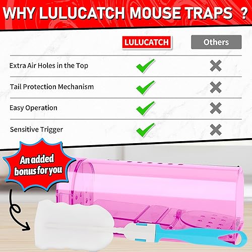 Miniatura 5 de LULUCATCH Trampas humanas para ratones, paquete de 2 trampas para ratones vivos, trampas para ratones de liberación de captura para interiores para