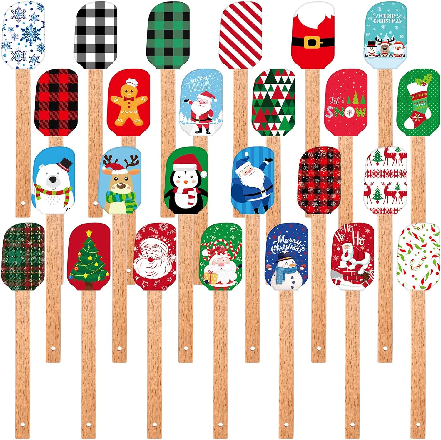 Tioncy 25 Pieces Christmas Silicone Spatulas Kit Christmas