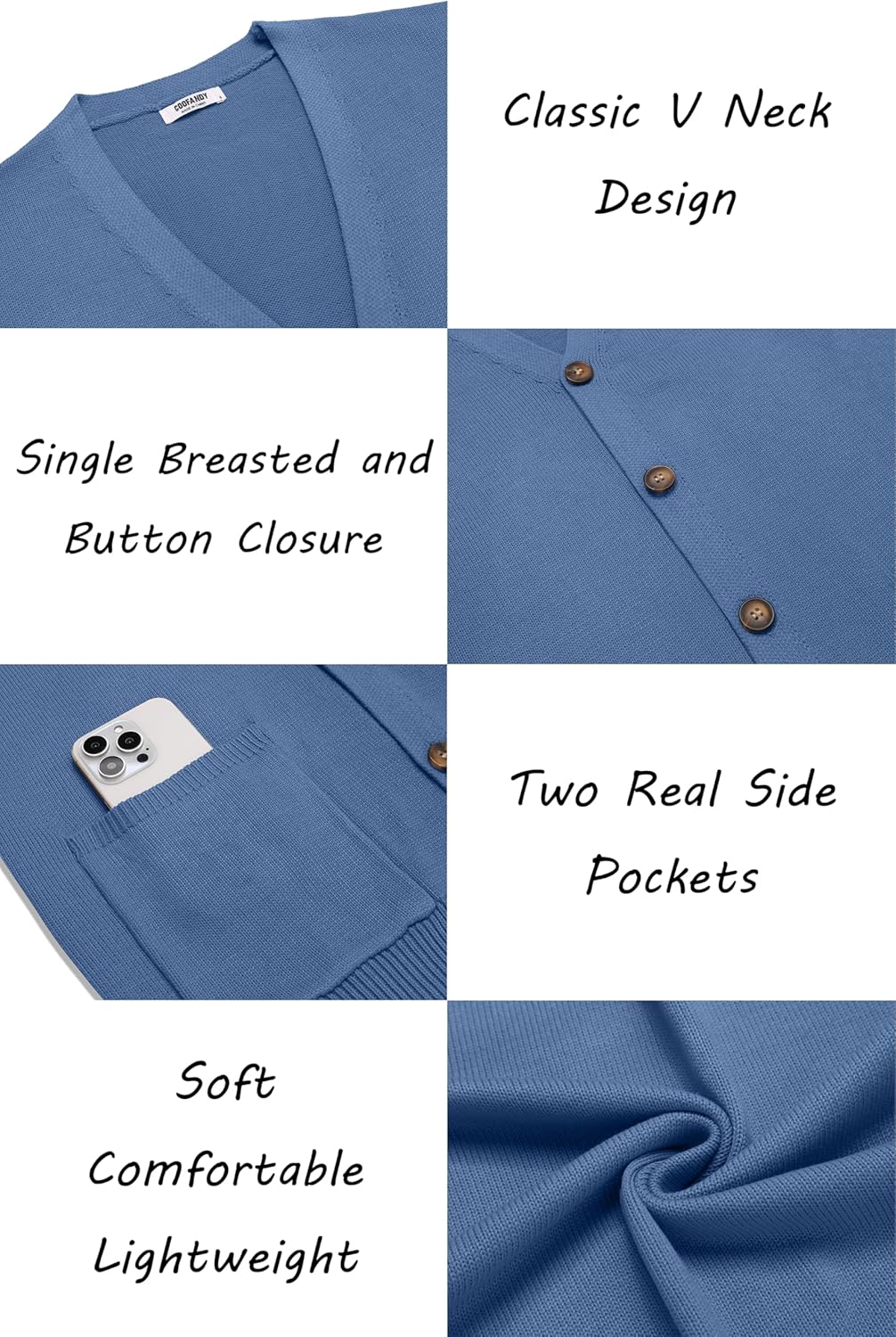 COOFANDY Men's Cardigan Sweater Long Sleeve Casual V Neck Button Down Knitted Sweater with Pockets - Image 5