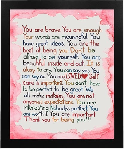 Vista 14 de You Are Brave, You Are Enough” Inspirational Wall Art Print – Affirmation Typography Poster for Self-Love, Mental Health – Classroom, Office