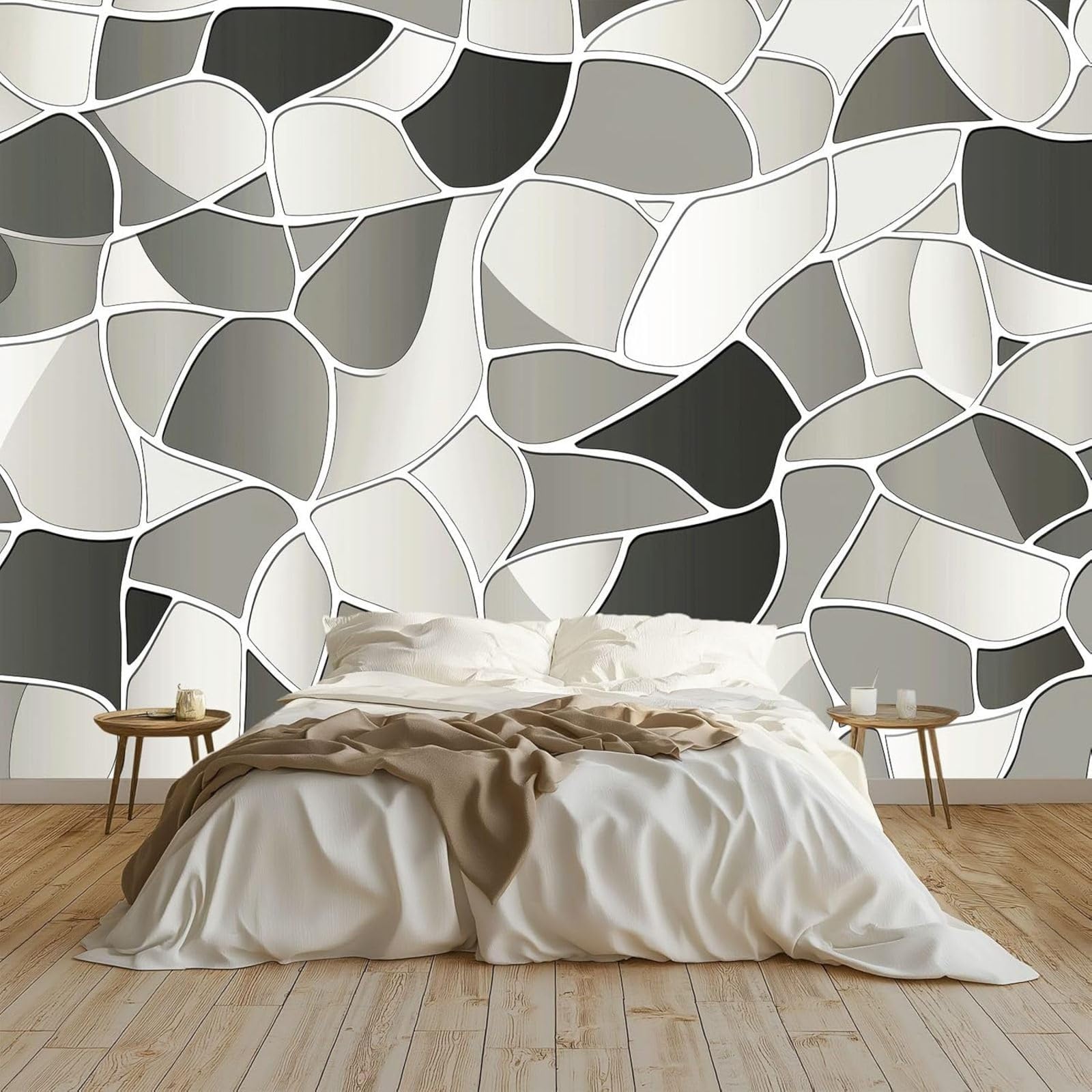kfjhgbdshhj Photo Wallpaper Geometric Glass Fragments Non-Woven wall Mural Grey Living Room Bedroom Office Hallway wall Decor Teenager's Room wall Art wall Decoration, 200cm x 140cm
