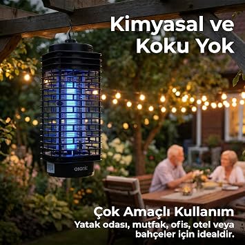 Asonic 4W Elektrikli Sinek Öldürücü - 40m² Etkili UV Lambalı Sivrisinek Kovucu, Kimyasal İçermez, Sessiz Çalışma, İç Mekan ve Balkon Kullanımı, Siyah