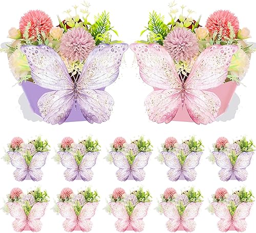 Wettarn 12 centros de mesa de mariposa para baby shower para mesas, decoraciones de fiesta de mariposa, cajas de flores de mariposa para fiestas de