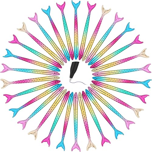 Handepo 50 bolígrafos de cola de sirena de 0.039 pulgadas (0.039 in), bolígrafos de tinta de gel negra de sirena, recargables, novedosos regalos de