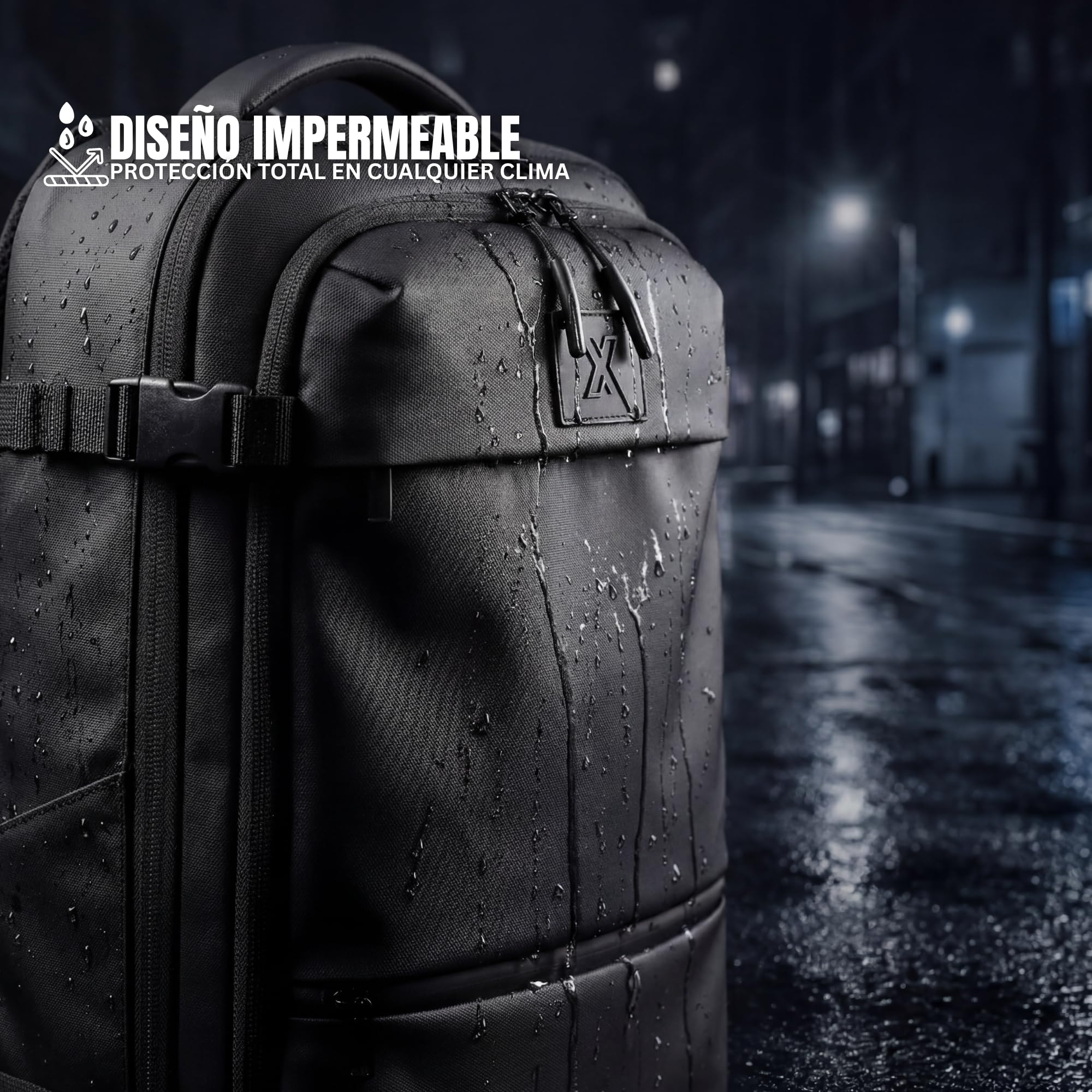 Mochila de Viaje Cabina 49x32x15 con Compresión al Vacío y Mini Bomba, Candado TSA, Portátil 17,3", Impermeable – Apta Ryanair y Vueling (Hombre y Mujer)