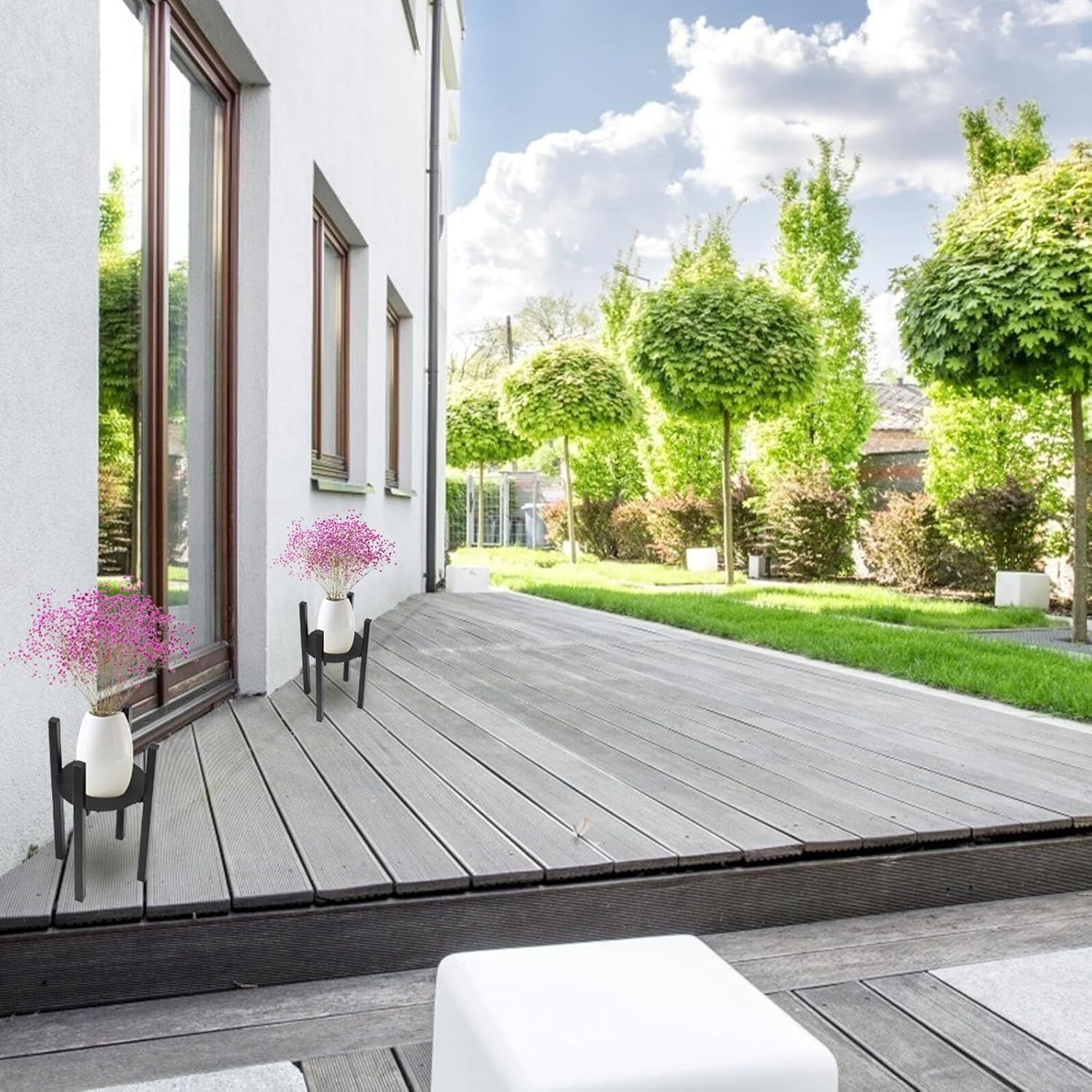 Telescopic Iron Plant Stand Flowerpot Holder Indoor Outdoor Minimalist Flower Display Rack for Living Balcony Patio Garden