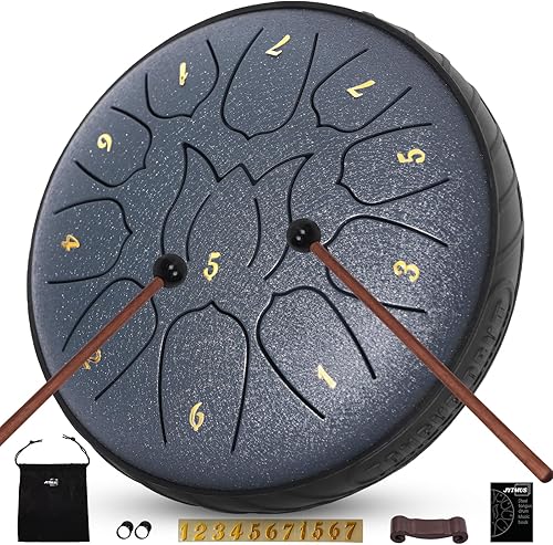 Tambor de lengua de acero con 11 notas de 6 pulgadas con bolsa de tambor, libro de música, mazos de tambor, soporte para mazo, púas de dedos y