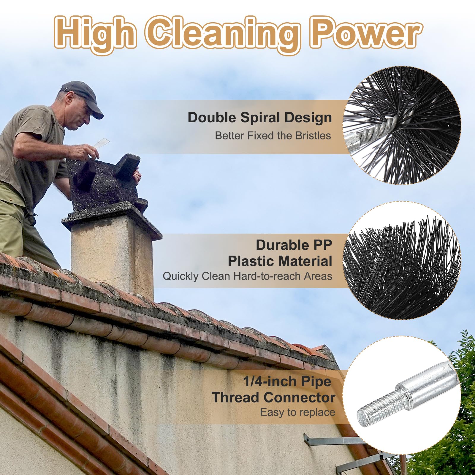 PATIKIL 6" Wire Chimney Cleaning Brush - Image 3