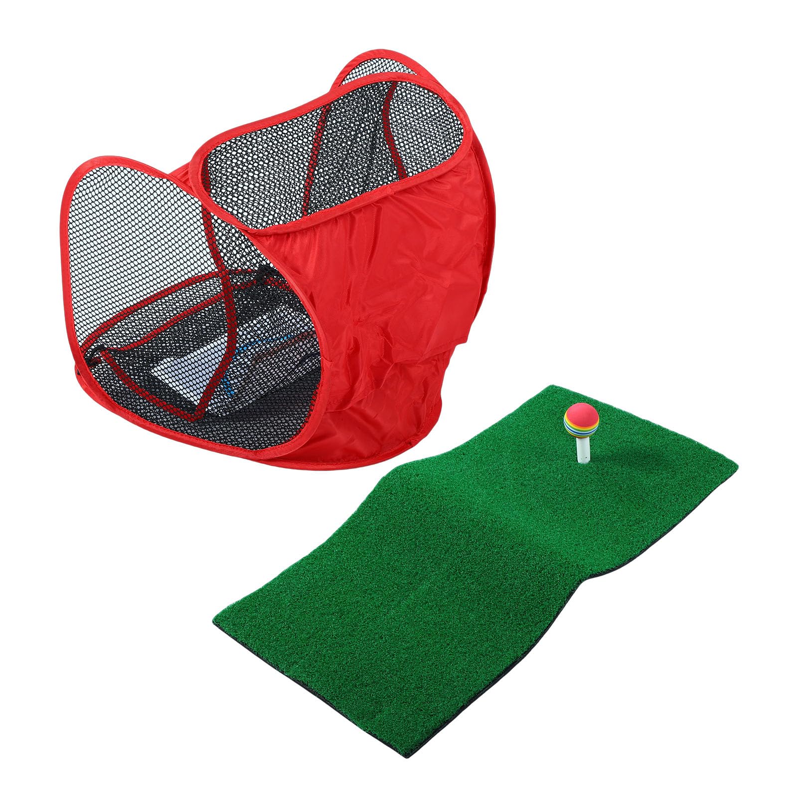 Juego de Red para Picar, Plegable, Portátil, para Práctica en Interiores y Exteriores, con 6 Bolas, 1 Tapete de Césped y Bolsa de Transporte